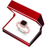 0.20 Carat (ctw) 10K Rose Gold Round Champagne & White Diamond Ladies Cluster Bridal Engagement Ring 1/5 CT