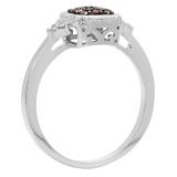0.20 Carat (ctw) 10K White Gold Round Champagne & White Diamond Ladies Cluster Bridal Engagement Ring 1/5 CT