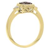 0.20 Carat (ctw) 10K Yellow Gold Round Champagne & White Diamond Ladies Cluster Bridal Engagement Ring 1/5 CT