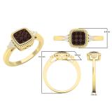 0.20 Carat (ctw) 10K Yellow Gold Round Champagne & White Diamond Ladies Cluster Bridal Engagement Ring 1/5 CT