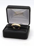 0.15 Carat (ctw) 10K Yellow Gold Round White Diamond Men's Channel Set 3 Row Wedding Band Anniversary Ring