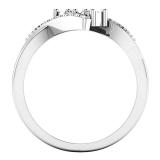0.25 Carat (ctw) 10K White Gold Round White Diamond Ladies Two Stone Bypass Style Bridal Engagement Ring 1/4 CT