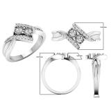 0.25 Carat (ctw) 10K White Gold Round White Diamond Ladies Two Stone Bypass Style Bridal Engagement Ring 1/4 CT