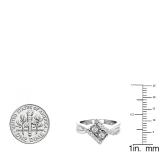 0.25 Carat (ctw) 10K White Gold Round White Diamond Ladies Two Stone Bypass Style Bridal Engagement Ring 1/4 CT