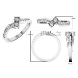 0.25 Carat (ctw) 18K White Gold Round White Diamond Ladies Two Stone Bypass Style Bridal Engagement Ring 1/4 CT