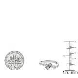 0.25 Carat (ctw) 18K White Gold Round White Diamond Ladies Two Stone Bypass Style Bridal Engagement Ring 1/4 CT