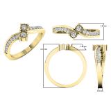 0.25 Carat (ctw) 18K Yellow Gold Round White Diamond Ladies Two Stone Bypass Style Bridal Engagement Ring 1/4 CT