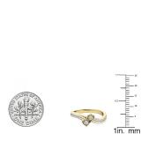 0.25 Carat (ctw) 18K Yellow Gold Round White Diamond Ladies Two Stone Bypass Style Bridal Engagement Ring 1/4 CT