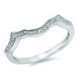 0.10 Carat (ctw) Sterling Silver Round Diamond Ladies Wedding Band Guard Ring 1/10 CT