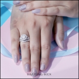 Round White Diamond Twisted Swirl Engagement Ring Set for Women (0.51 ctw, Color I-J, Clarity I2-I3) in 925 Sterling Silver