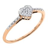 0.20 Carat (ctw) 14K Rose Gold Round Cut White Diamond Ladies Heart Shaped Fashion Bridal Promise Ring 1/5 CT