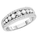 0.72 Carat (ctw) 14K White Gold Round White Diamond Ladies Anniversary Wedding Band 3/4 CT