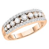 0.72 Carat (ctw) 18K Rose Gold Round White Diamond Ladies Anniversary Wedding Band 3/4 CT
