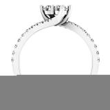 0.50 Carat (ctw) 10K White Gold Round White Diamond Ladies Two Stone Bypass Style Bridal Engagement Ring 1/2 CT