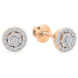 0.25 Carat (ctw) 10K Rose Gold Round White Diamond Ladies Circle Cluster Stud Earrings 1/4 CT