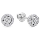 0.25 Carat (ctw) 10K White Gold Round White Diamond Ladies Circle Cluster Stud Earrings 1/4 CT