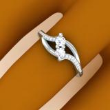 0.40 Carat (ctw) 10K White Gold Round White Diamond Ladies Two Stone Bypass Style Bridal Engagement Ring