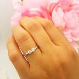 0.35 Carat (ctw) 18K White Gold Round White Diamond Ladies Two Stone Swirl Style Split Shank Bridal Engagement Ring 1/3 CT