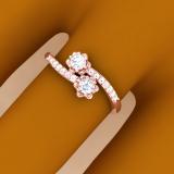 0.40 Carat (ctw) 10K Rose Gold Round White Diamond Ladies Two Stone Bypass Style Bridal Engagement Ring