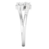 0.40 Carat (ctw) 10K White Gold Round White Diamond Ladies Two Stone Bypass Style Bridal Engagement Ring