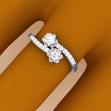 0.40 Carat (ctw) 10K White Gold Round White Diamond Ladies Two Stone Bypass Style Bridal Engagement Ring