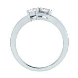 1.00 Carat (ctw) 14K White Gold Round & Baguette White Diamond Ladies Two Stone Bypass Style Bridal Engagement Ring 1 CT