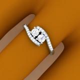 0.50 Carat (ctw) 14K White Gold Round White Diamond Ladies Two Stone Bypass Style Bridal Engagement Ring 1/2 CT