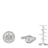 0.90 Carat (ctw) 14K White Gold Round White Diamond Ladies Milgrain Two Stone Bypass Style Bridal Engagement Ring