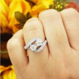 0.90 Carat (ctw) 14K White Gold Round White Diamond Ladies Milgrain Two Stone Bypass Style Bridal Engagement Ring