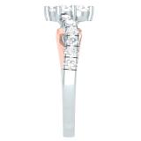 0.95 Carat (ctw) 10K White & Rose Gold Round White Diamond Ladies Two Stone Bridal Engagement Ring 1 CT