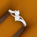 0.95 Carat (ctw) 10K White & Rose Gold Round White Diamond Ladies Two Stone Bridal Engagement Ring 1 CT