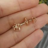 IGI CERTIFIED Round White Diamond Flower Screwback Stud Earrings (0.02 ctw Color I-J Clarity I1-I2) in 14K Rose Gold