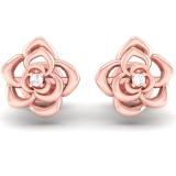 0.02 Carat (ctw) 18K Rose Gold Round Cut White Diamond Ladies Flower Shaped Stud Earrings