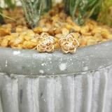 0.02 Carat (ctw) 18K Rose Gold Round Cut White Diamond Ladies Flower Shaped Stud Earrings