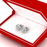 0.02 Carat (ctw) 18K White Gold Round Cut White Diamond Ladies Flower Shaped Stud Earrings