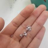 0.02 Carat (ctw) 18K White Gold Round Cut White Diamond Ladies Flower Shaped Stud Earrings