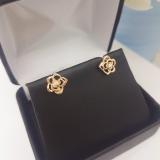 0.02 Carat (ctw) 18K Yellow Gold Round Cut White Diamond Ladies Flower Shaped Stud Earrings