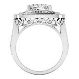 5.35 Carat (ctw) 14K White Gold Cushion Cut Cubic Zirconia & Baguette & Round Cut Diamond Ladies Bridal Halo Engagement Ring