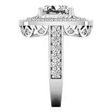 5.35 Carat (ctw) 14K White Gold Cushion Cut Cubic Zirconia & Baguette & Round Cut Diamond Ladies Bridal Halo Engagement Ring