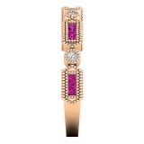 0.50 Carat (ctw) 14K Rose Gold Princess Pink Sapphire & Round White Diamond Ladies Vintage Style Anniversary Wedding Eternity Stackable Band 1/2 CT