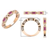 0.50 Carat (ctw) 14K Rose Gold Princess Pink Sapphire & Round White Diamond Ladies Vintage Style Anniversary Wedding Eternity Stackable Band 1/2 CT