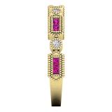 0.50 Carat (ctw) 14K Yellow Gold Princess Pink Sapphire & Round White Diamond Ladies Vintage Style Anniversary Wedding Eternity Stackable Band 1/2 CT