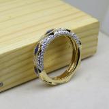 0.80 Carat (ctw) 10K Yellow Gold Marquise Blue Sapphire & Round White Diamond Ladies Vintage Style Milgrain Stackable Wedding Band 3/4 CT