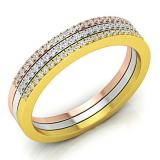 0.20 Carat (ctw) 10K White Yellow & Rose Gold Round Cut Diamond Ladies 3 Tone Stackable Anniversary Wedding Contour Band Guard Ring 1/5 CT