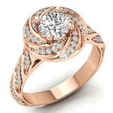 0.95 Carat (ctw) 14K Rose Gold Round White Diamond Ladies Bridal Fashion Engagement Ring 1 CT