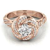 0.95 Carat (ctw) 14K Rose Gold Round White Diamond Ladies Bridal Fashion Engagement Ring 1 CT