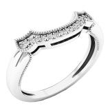 0.12 Carat (ctw) 10K White Gold Round Cut Diamond Ladies Wedding Stackable Band Contour Guard Ring