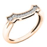 0.12 Carat (ctw) 14K Rose Gold Round Cut Diamond Ladies Wedding Stackable Band Contour Guard Ring