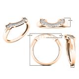 0.12 Carat (ctw) 14K Rose Gold Round Cut Diamond Ladies Wedding Stackable Band Contour Guard Ring