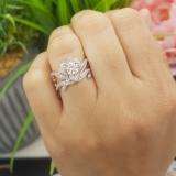 2.25 Carat (ctw) 14K Rose Gold Round White Cubic Zirconia Ladies Bridal Fashion Vintage Style Engagement Ring With Matching Band Set